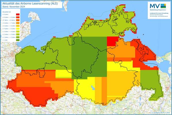 Jahresübersicht ALS Bearbeitung Aktualitätsstand 2024 © Geobasis-DE/M-V 2024