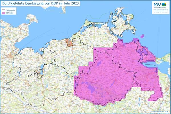 Jahresübersicht DOP Bearbeitung Aktualitätsstand 2023 © Geobasis-DE/M-V 2024